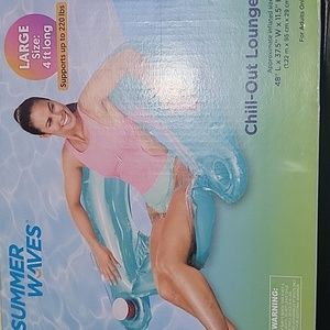 Summer waves inflatable chill out lounge chair for footlong supports 220lb float